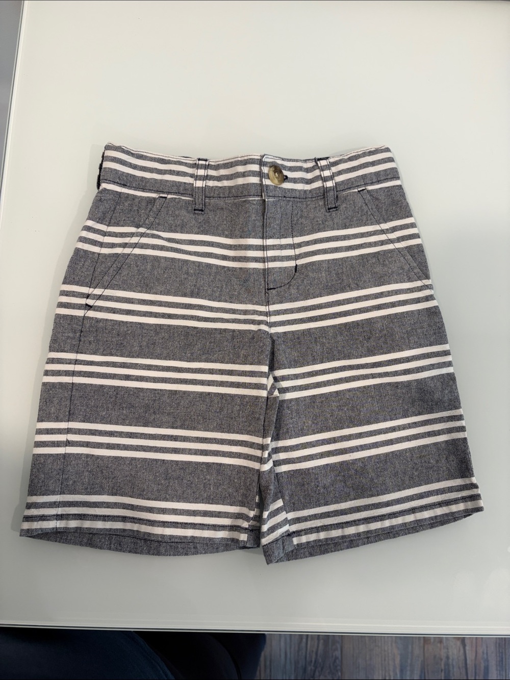 Janie and Jack Chambray-Style Gray & White Shorts